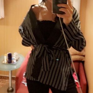 ZARA loose striped blazer